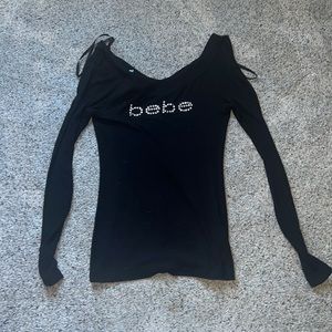 XS BLACK BEBE LONG SLEEVE SHIRT